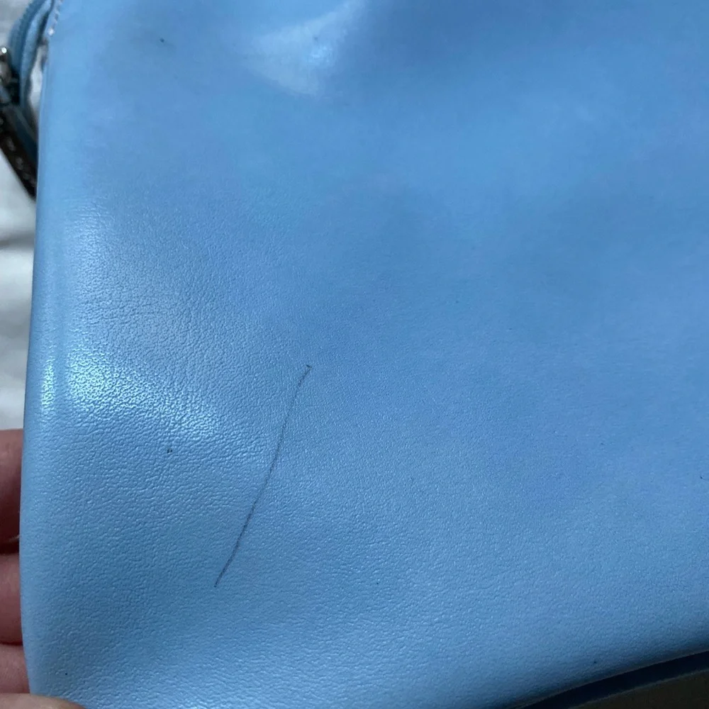 Emilie M Y2K Vegan Leather Blue Birmingham Style Trunk Bag 90s Retro Dainty Work